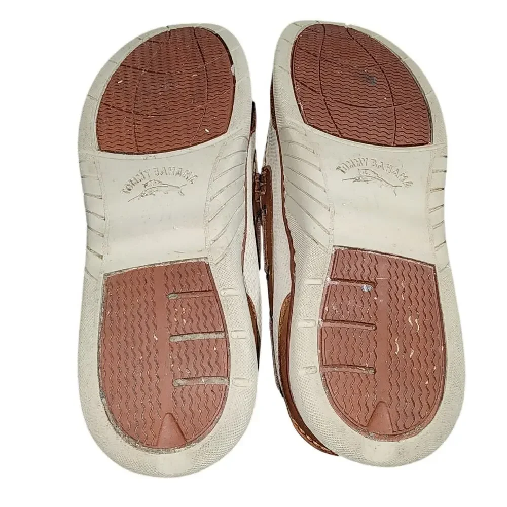 Tommy Bahama Ships Ahoy Slip On nautical Coastal 02-oyster Leather Shoes 11.5M